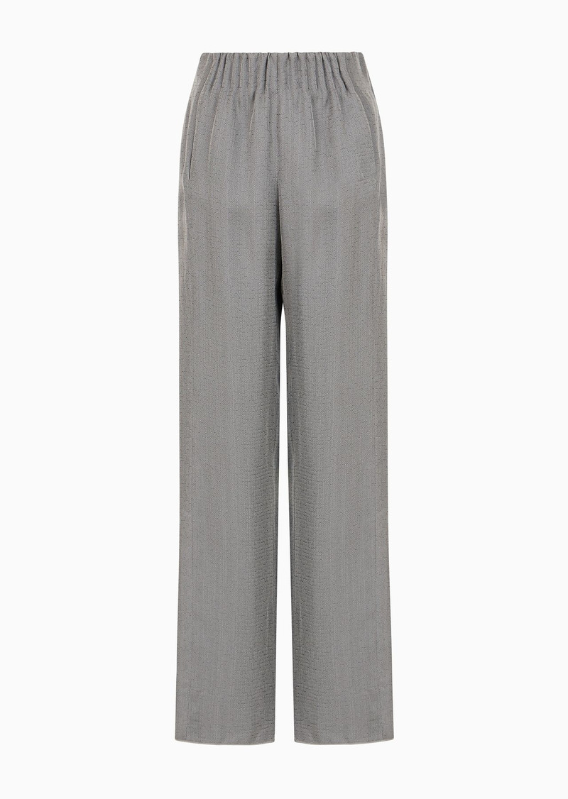 ASV palazzo trousers in a Lyocell and silk blend with a geometric micro motif 1