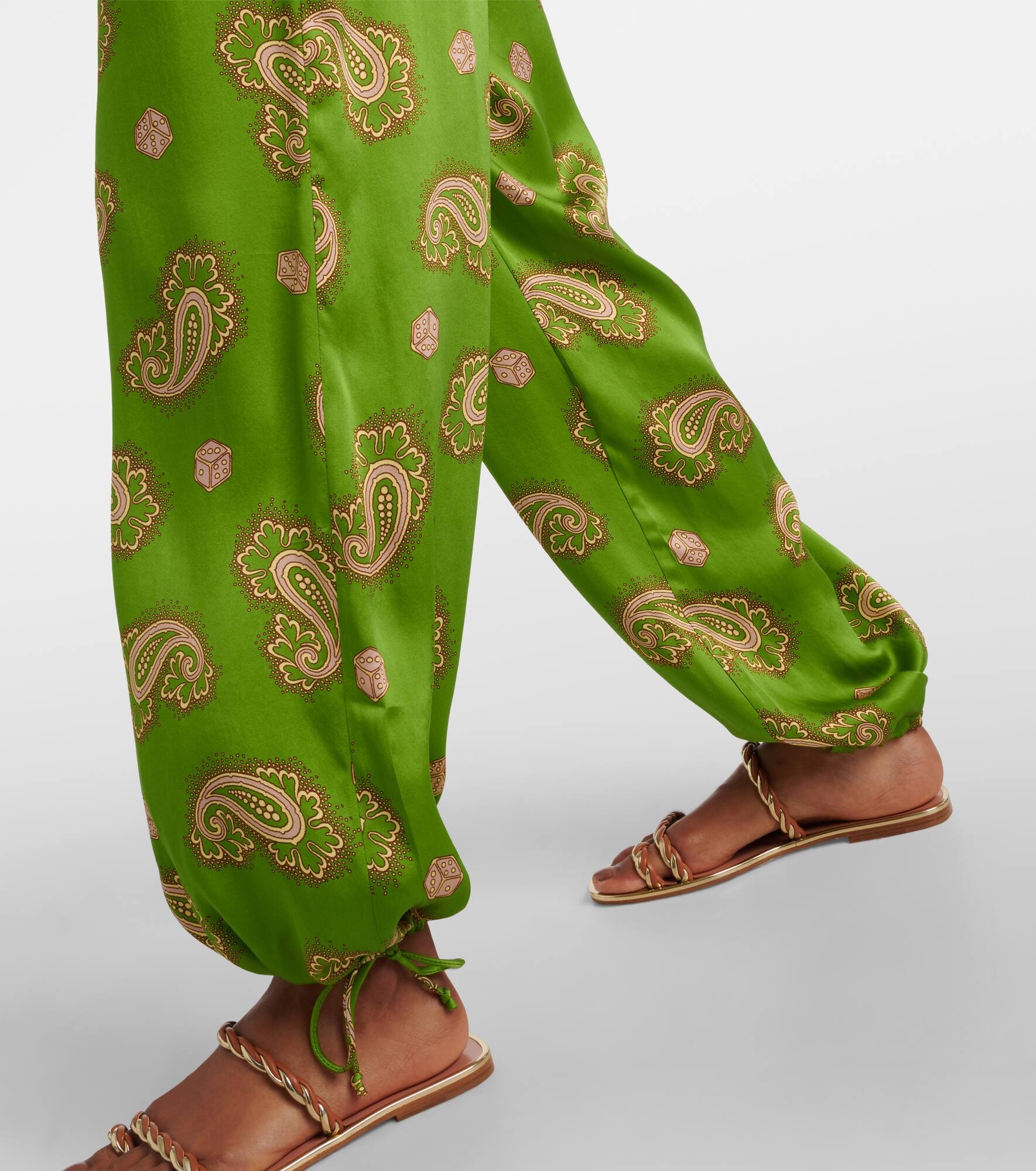 Dice paisley silk pants - 5