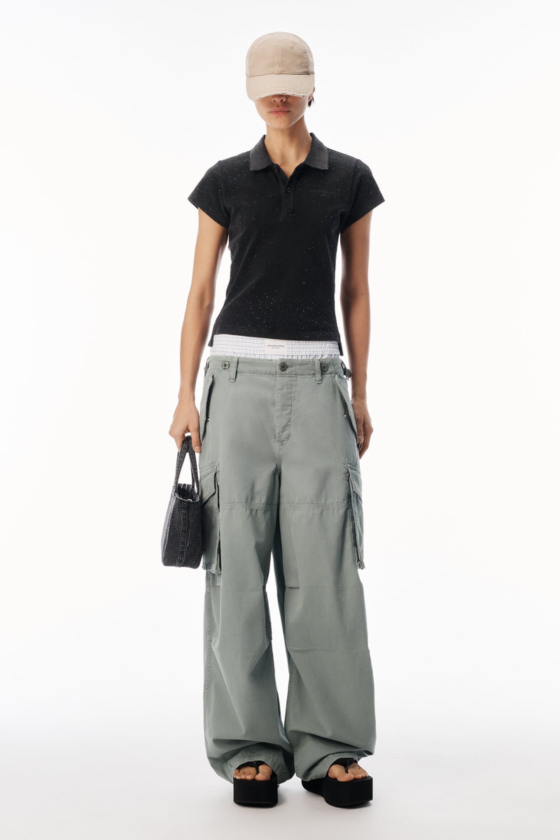 Alexander Wang CRYSTAL SHRUNKEN POLO TEE outlook