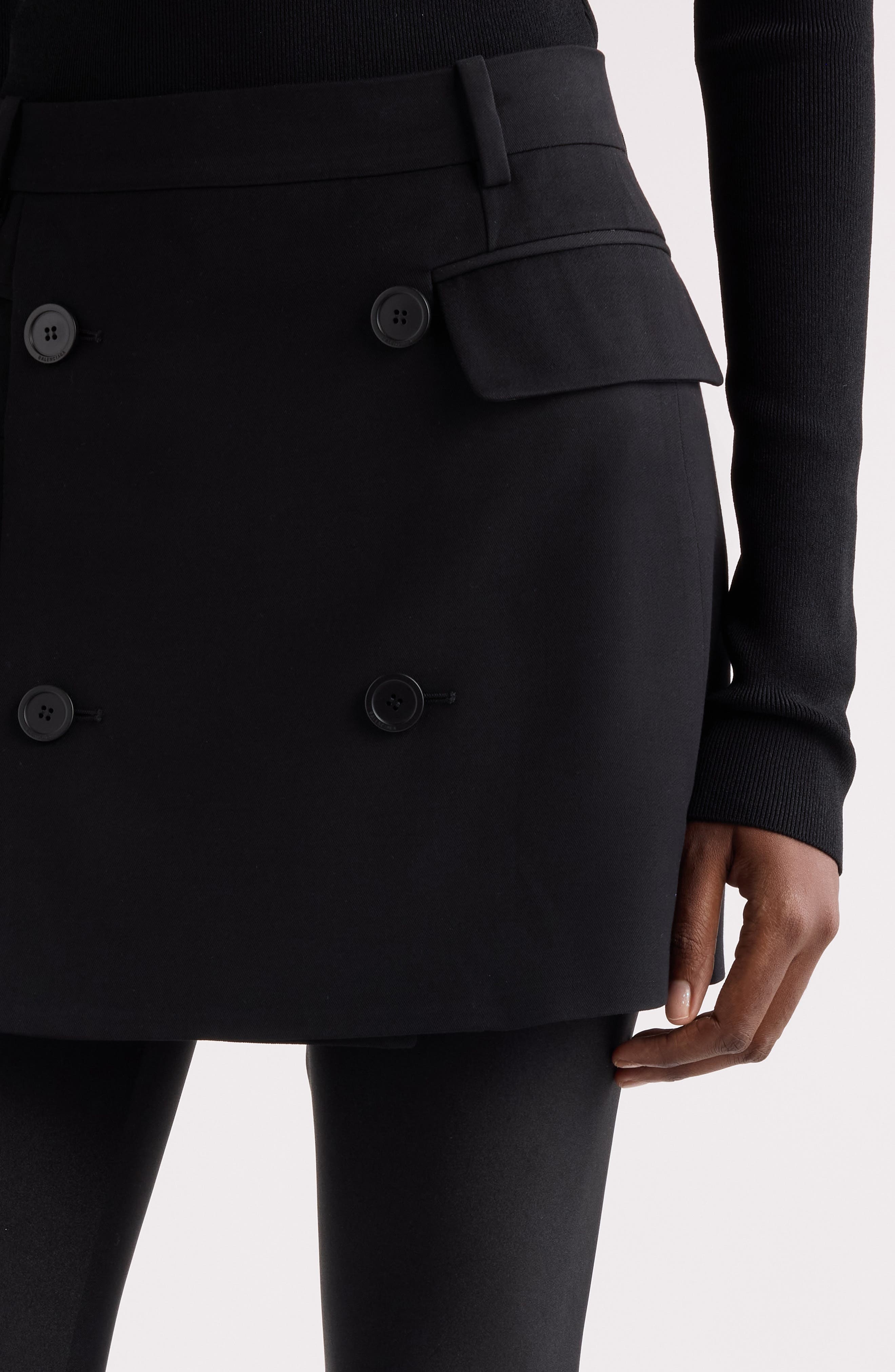 Balenciaga Tailored Twill Miniskirt in 1000 Black at Nordstrom - 5