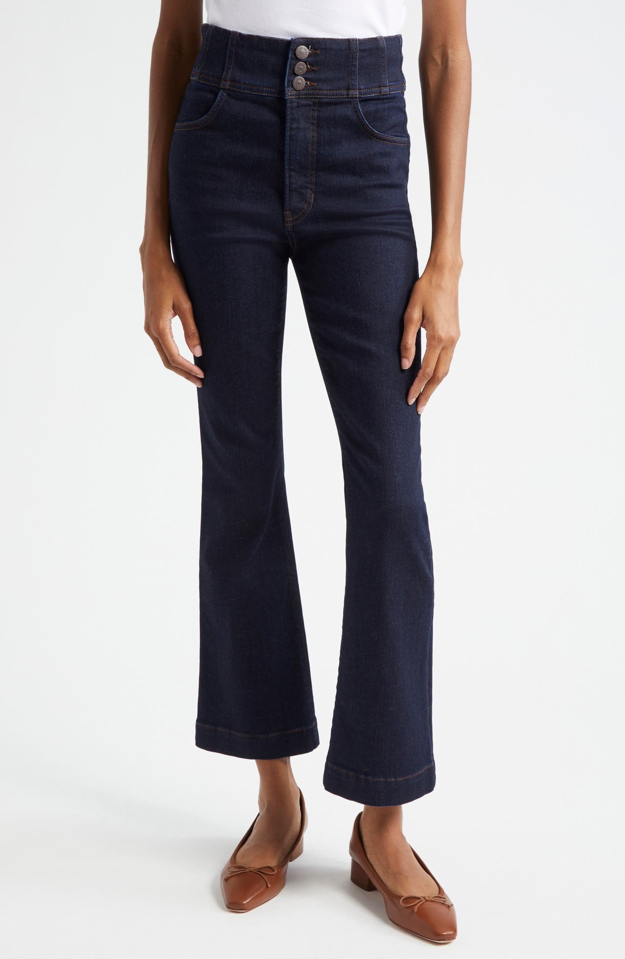 Veronica Beard Carson High Waist Ankle Flare Jeans in Indigo Rinse at Nordstrom - 1