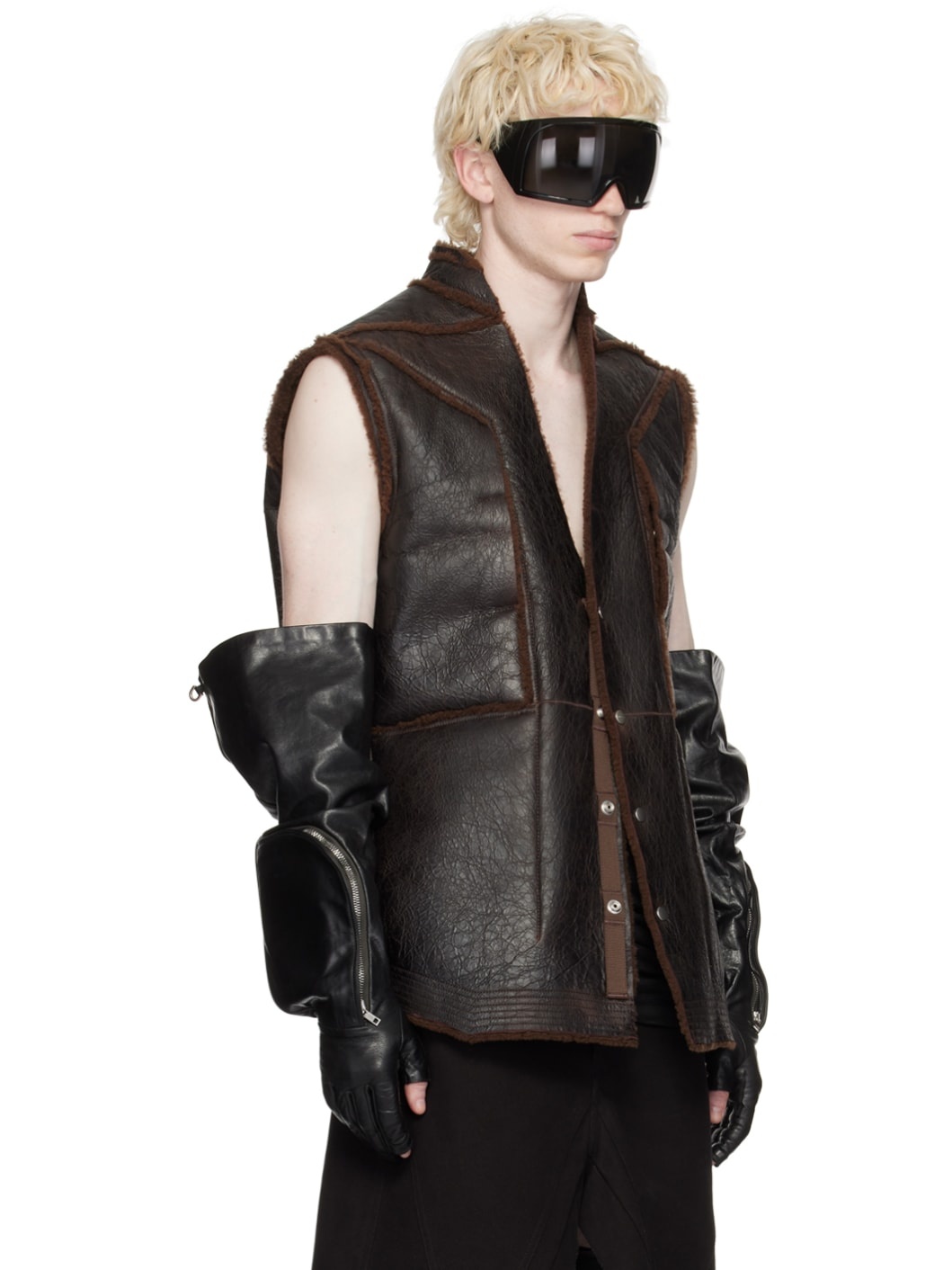 Brown Fogpocket Shearling Vest - 2
