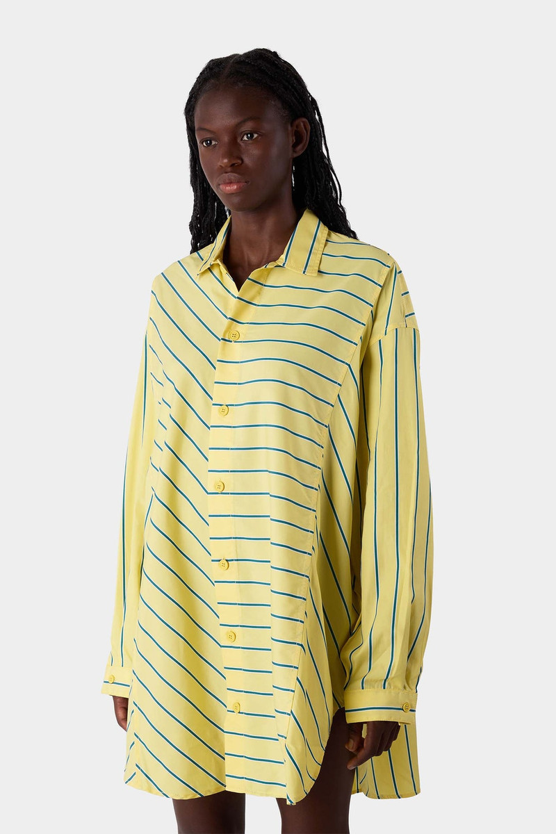 MEGA OVER SHIRT W/ CUTS / yellow stripes 1
