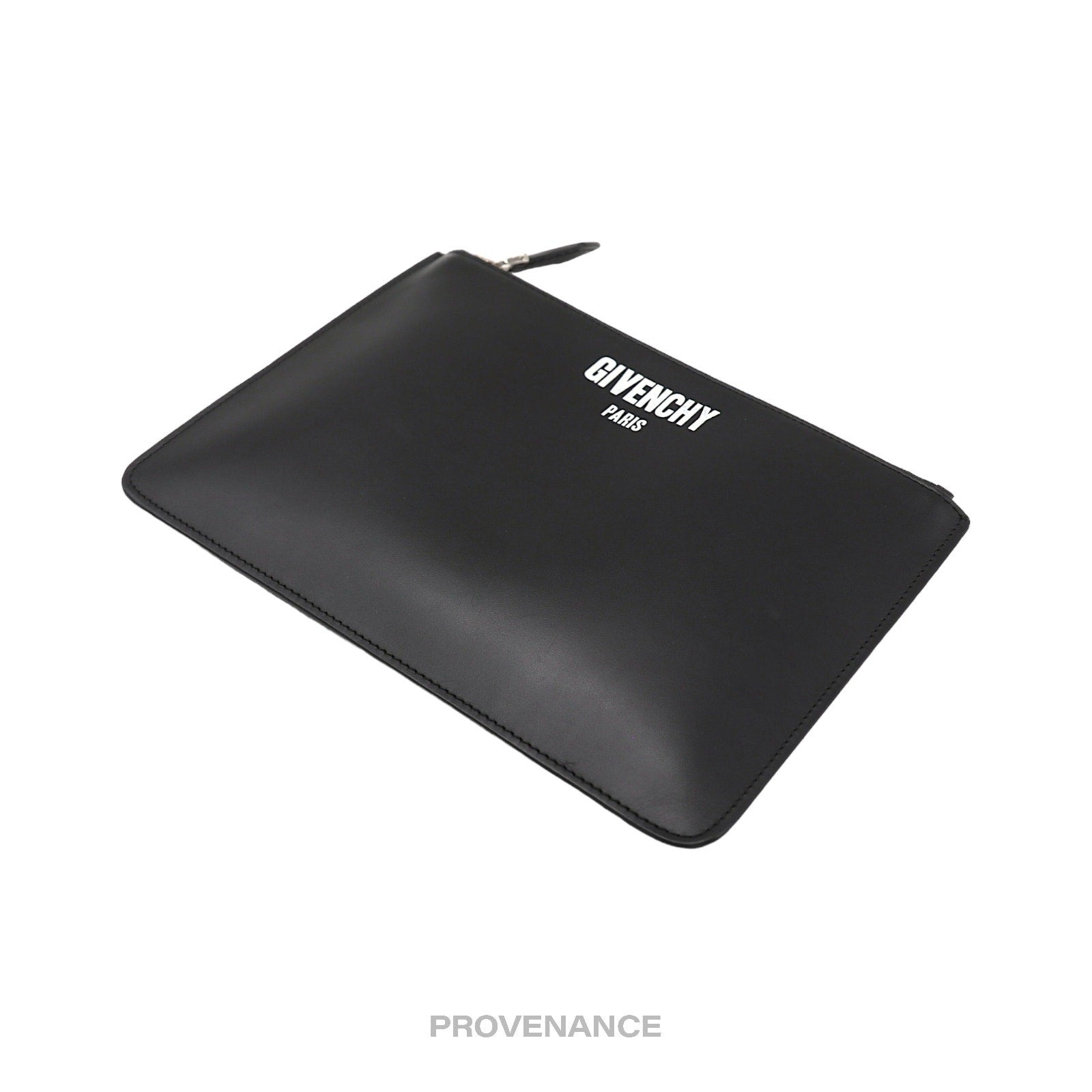 Givenchy Logo Zip Pouch Clutch Bag - Black Leather - 5
