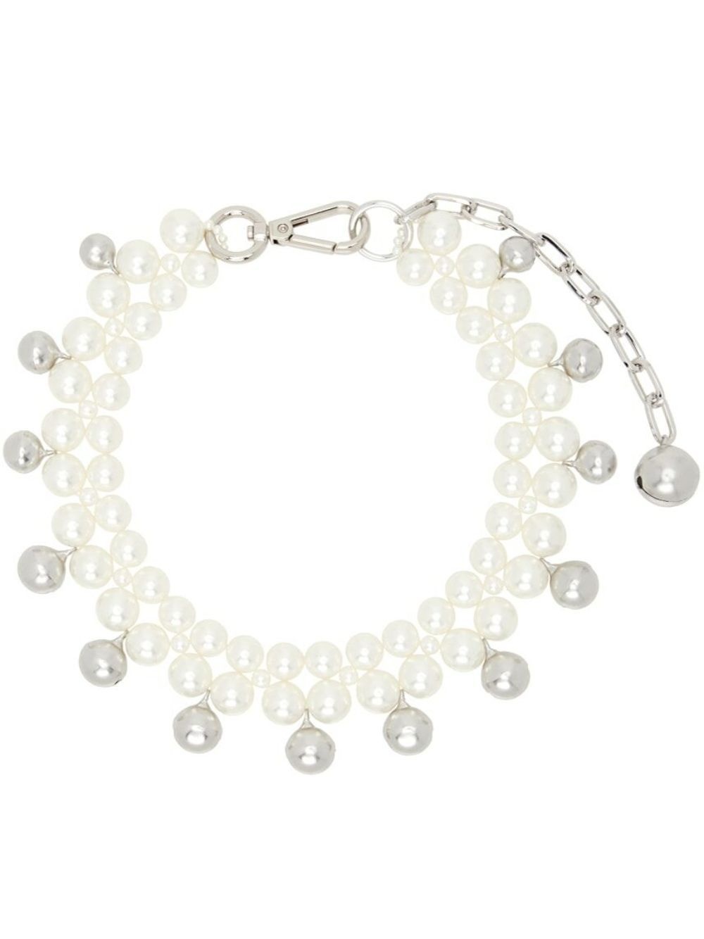 DOUBLE BELL CHARM AND PEARL NECKLACE - 1