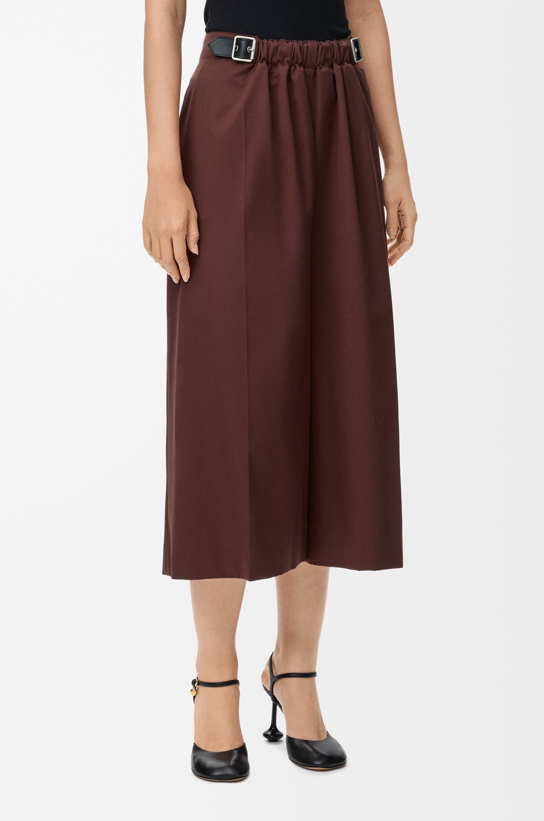 Cropped belted trousers in cotton and silk - 3