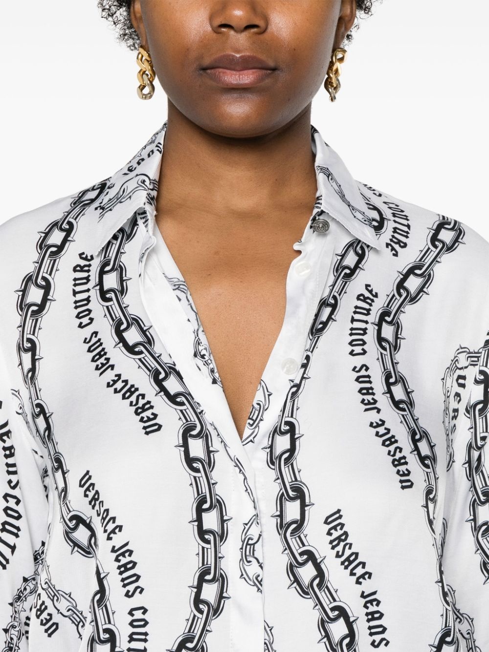 chain-link print shirt - 5