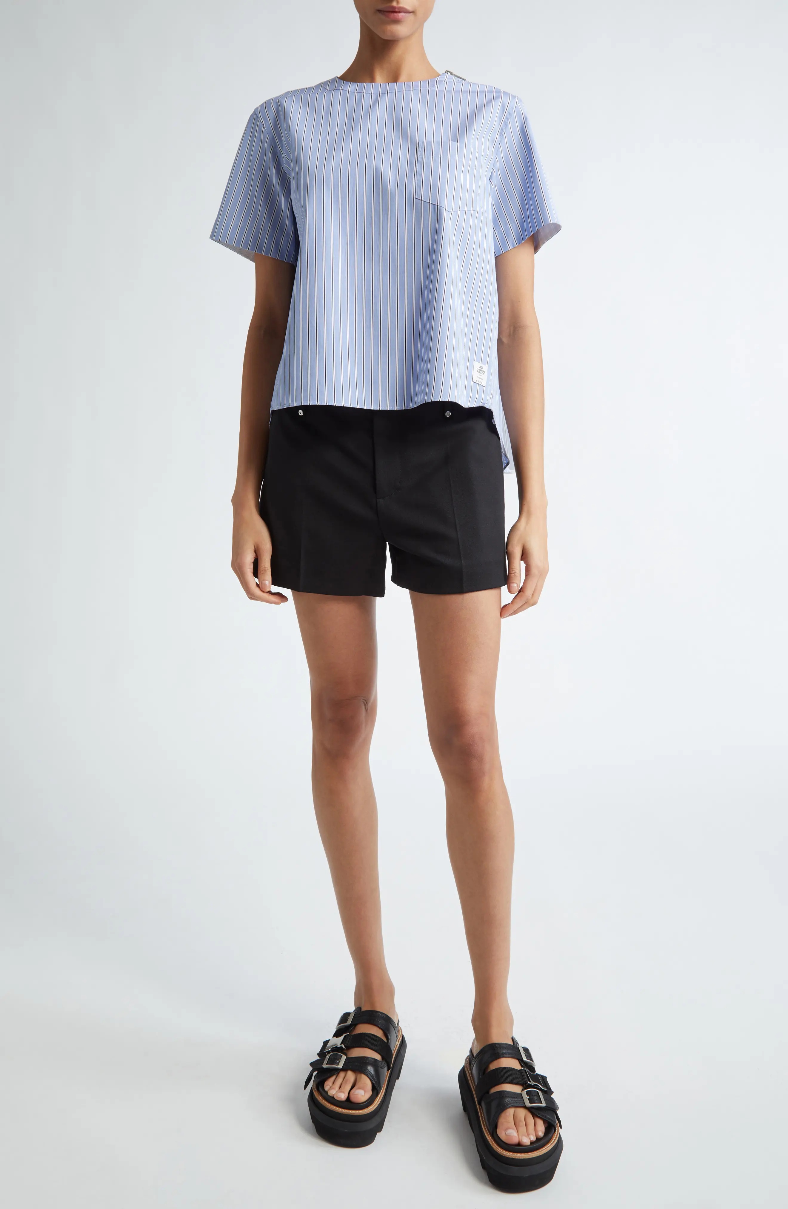 ■sacai■サカイ■Thomas Mason Stripe Mixed Media Top■ Sacai x Thomas Mason Stripe Mixed Media Top | Nordstrom