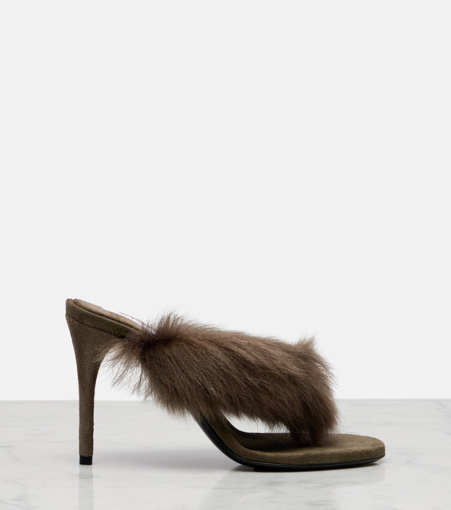 Boudoir shearling-trimmed thong sandals - 3