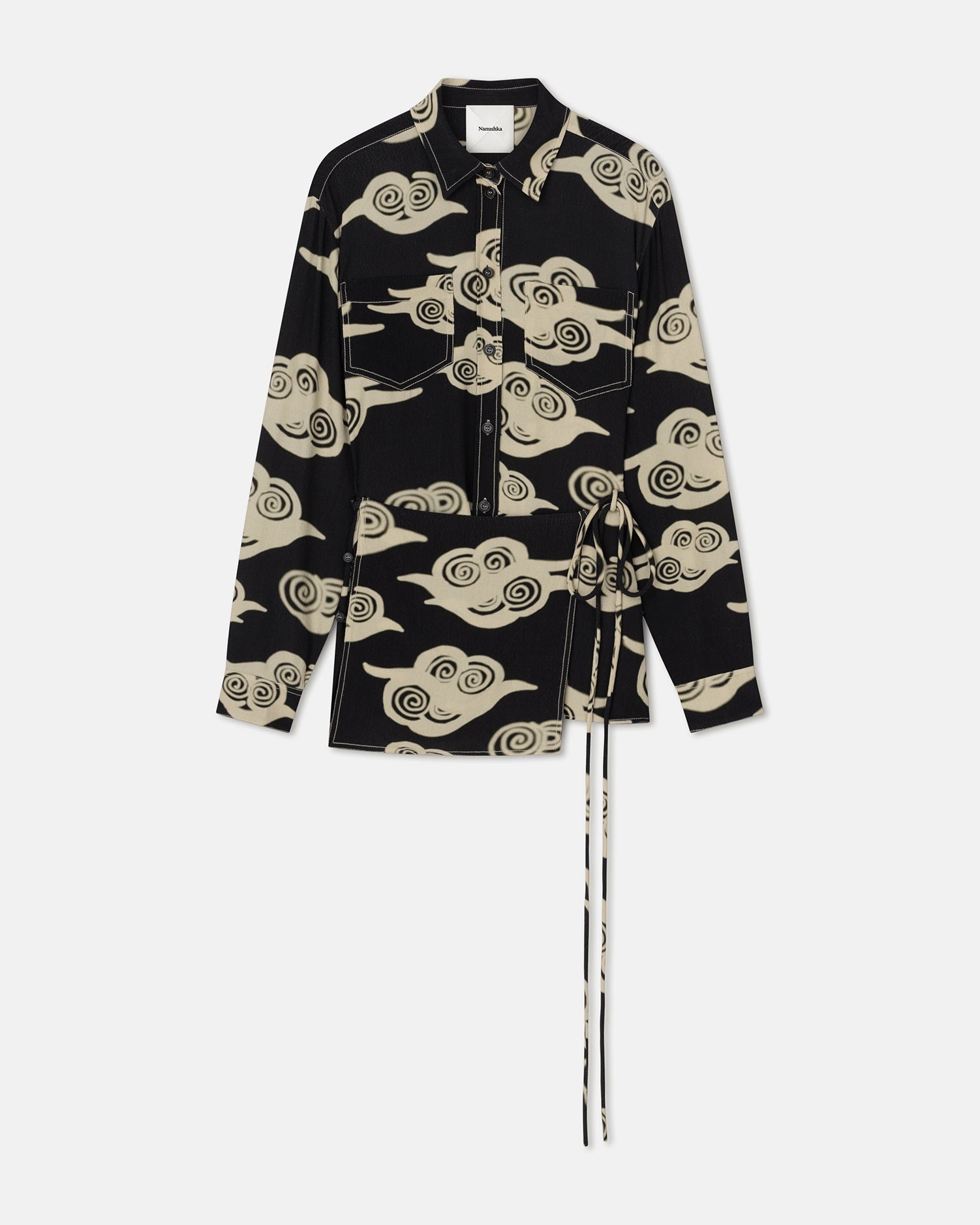 Printed Crepe Shirt Dress - 1