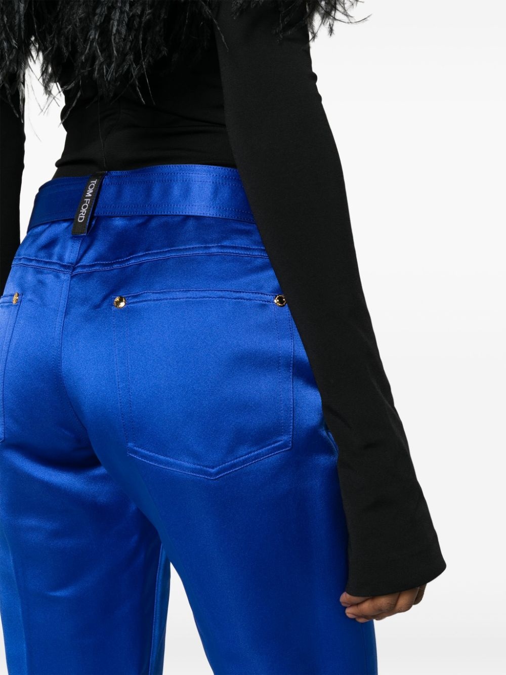 cropped silk satin trousers - 5