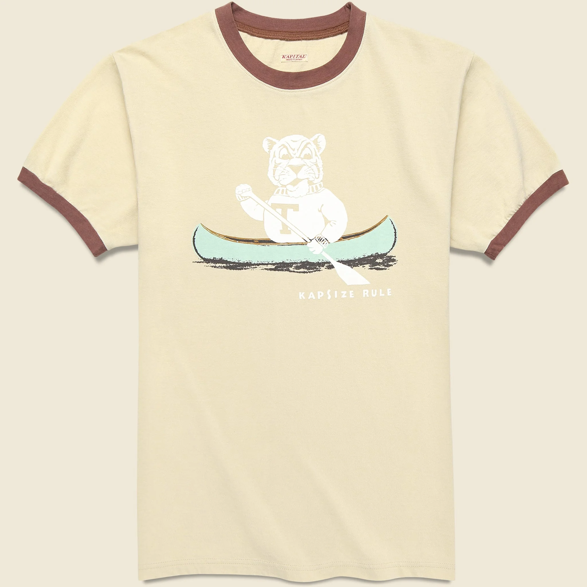 Tiger Ringer Tee - Beige - 1