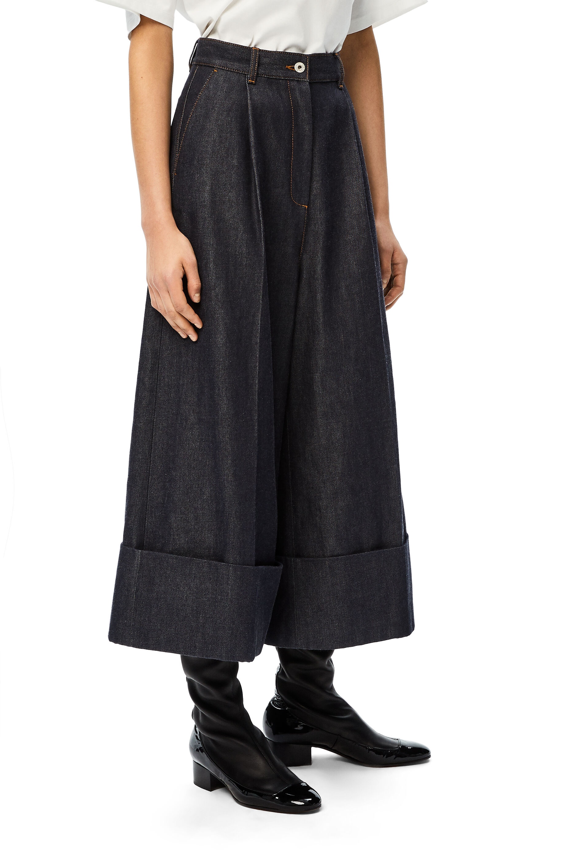 Culotte trousers in raw denim - 3