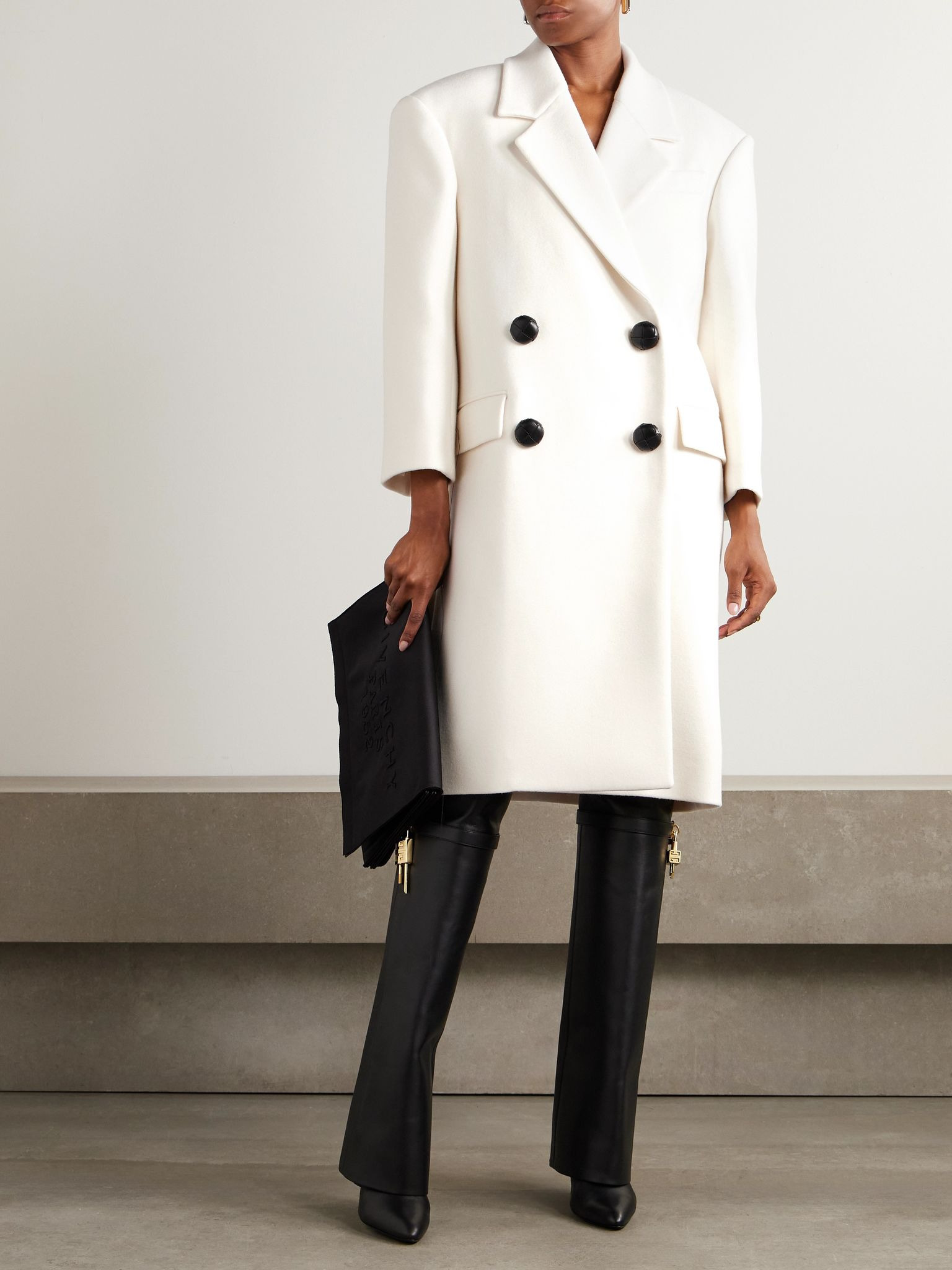Oversized double-breasted wool coat White - 2