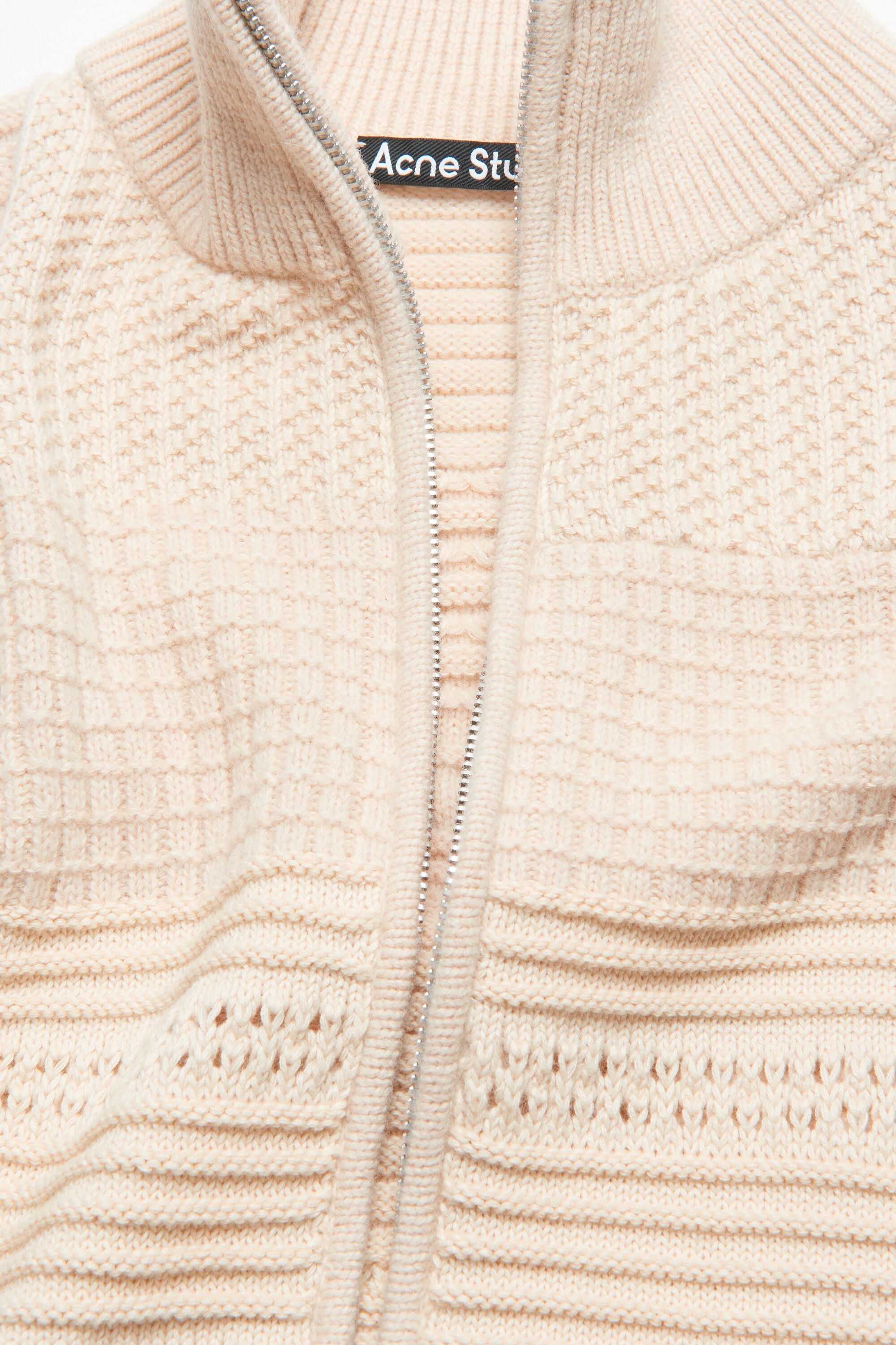 Patchwork knit cardigan - Oatmeal melange - 4