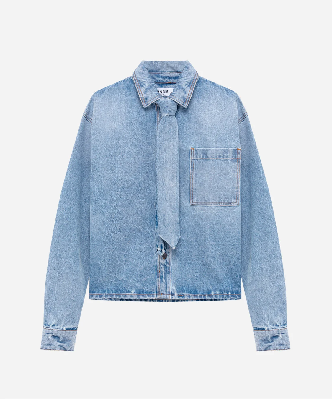 Denim shirt with tie - 1