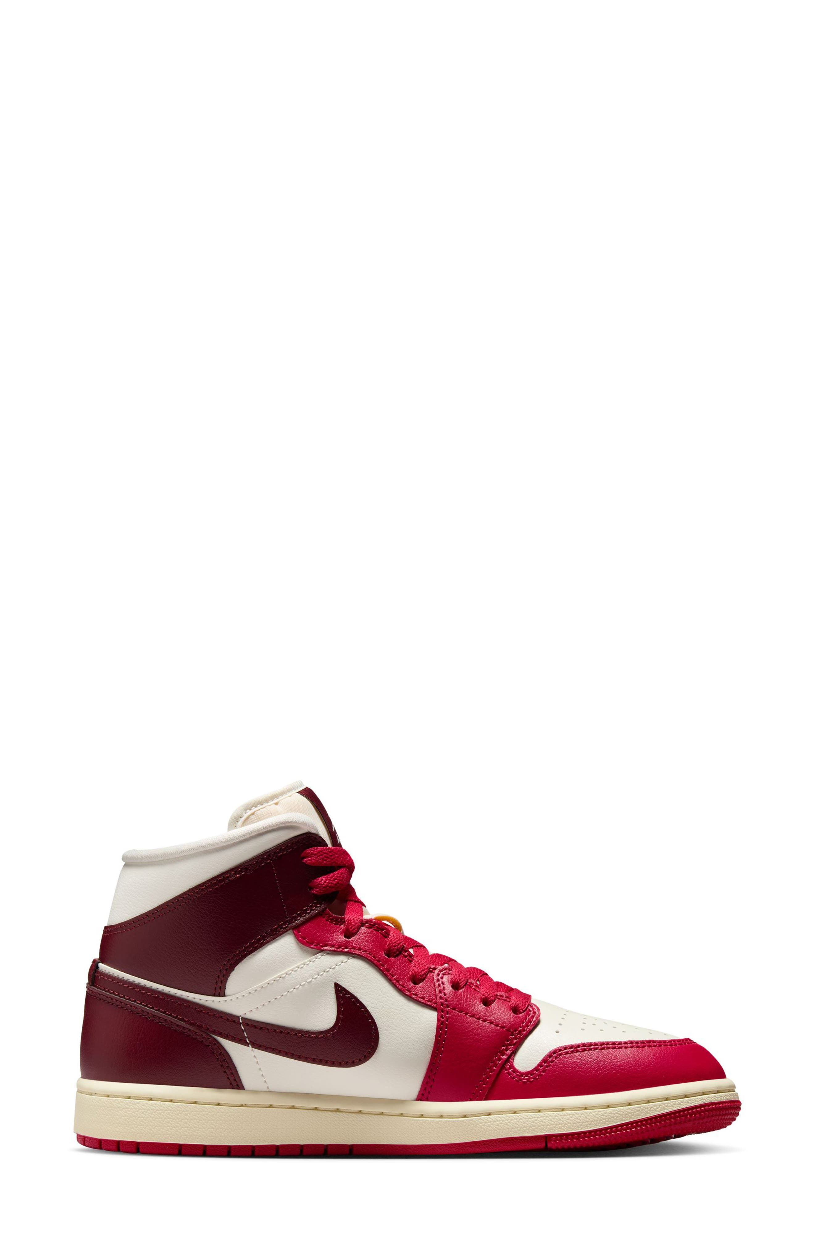 Air Jordan 1 Mid Sneaker in Sail/Dark Team Red/Hibiscus at Nordstrom - 6