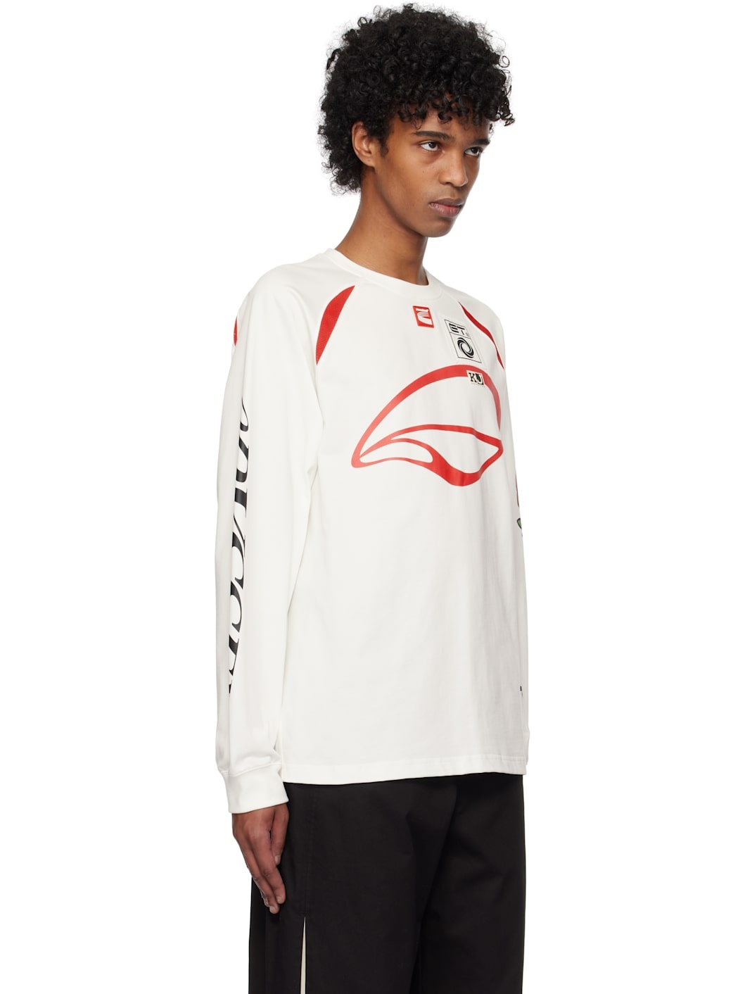 White & Red Cycle Long Sleeve T-shirt - 2