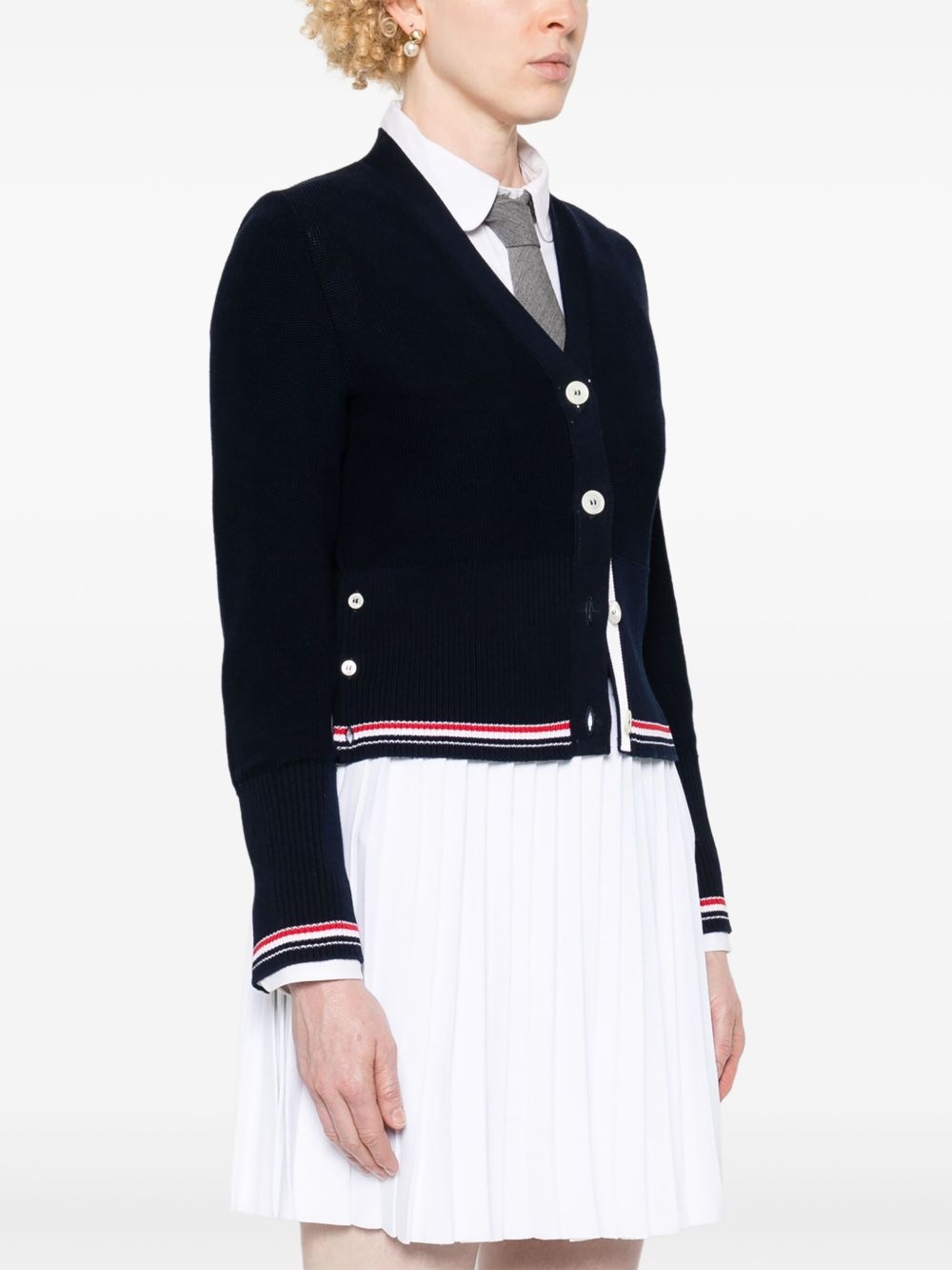 RWB-stripe cotton cardigan - 3