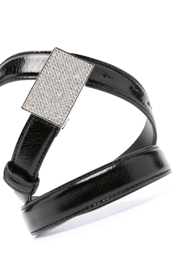 Alessandra Rich crystal-embellished leather belt outlook