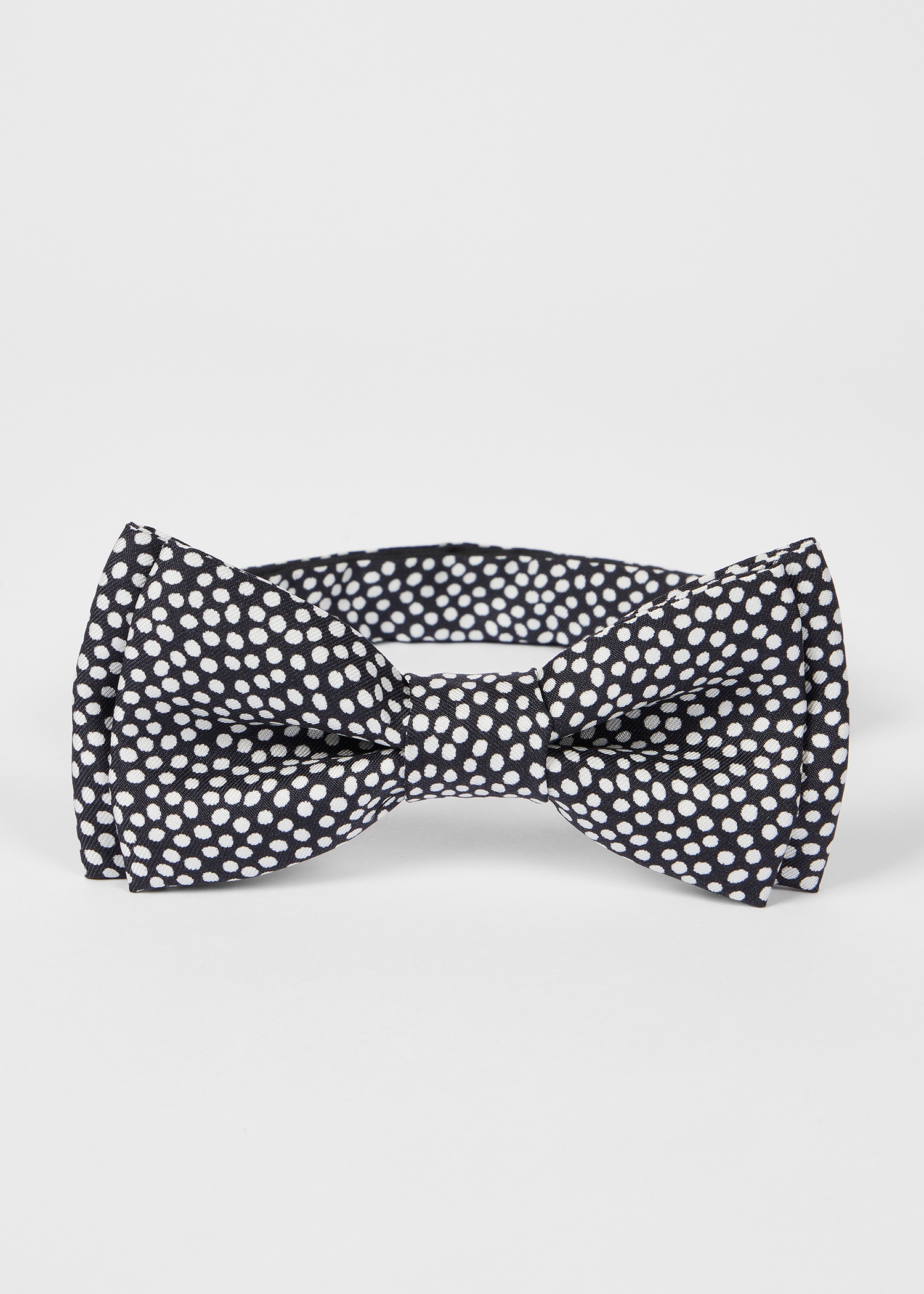 Black Silk Pre-Tied Polka Dot Bow Tie - 3