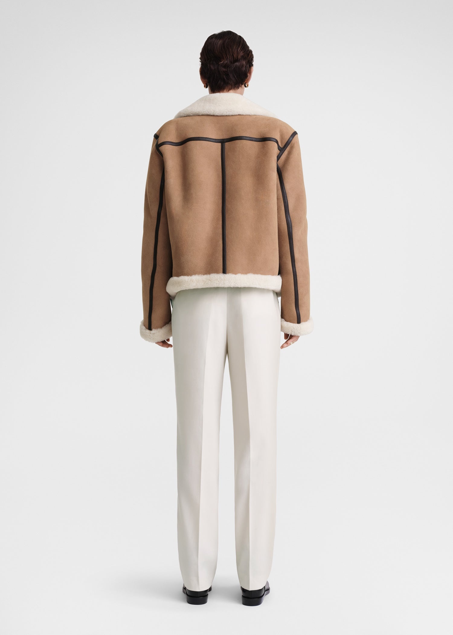 Shearling aviator jacket dark biscuit - 4