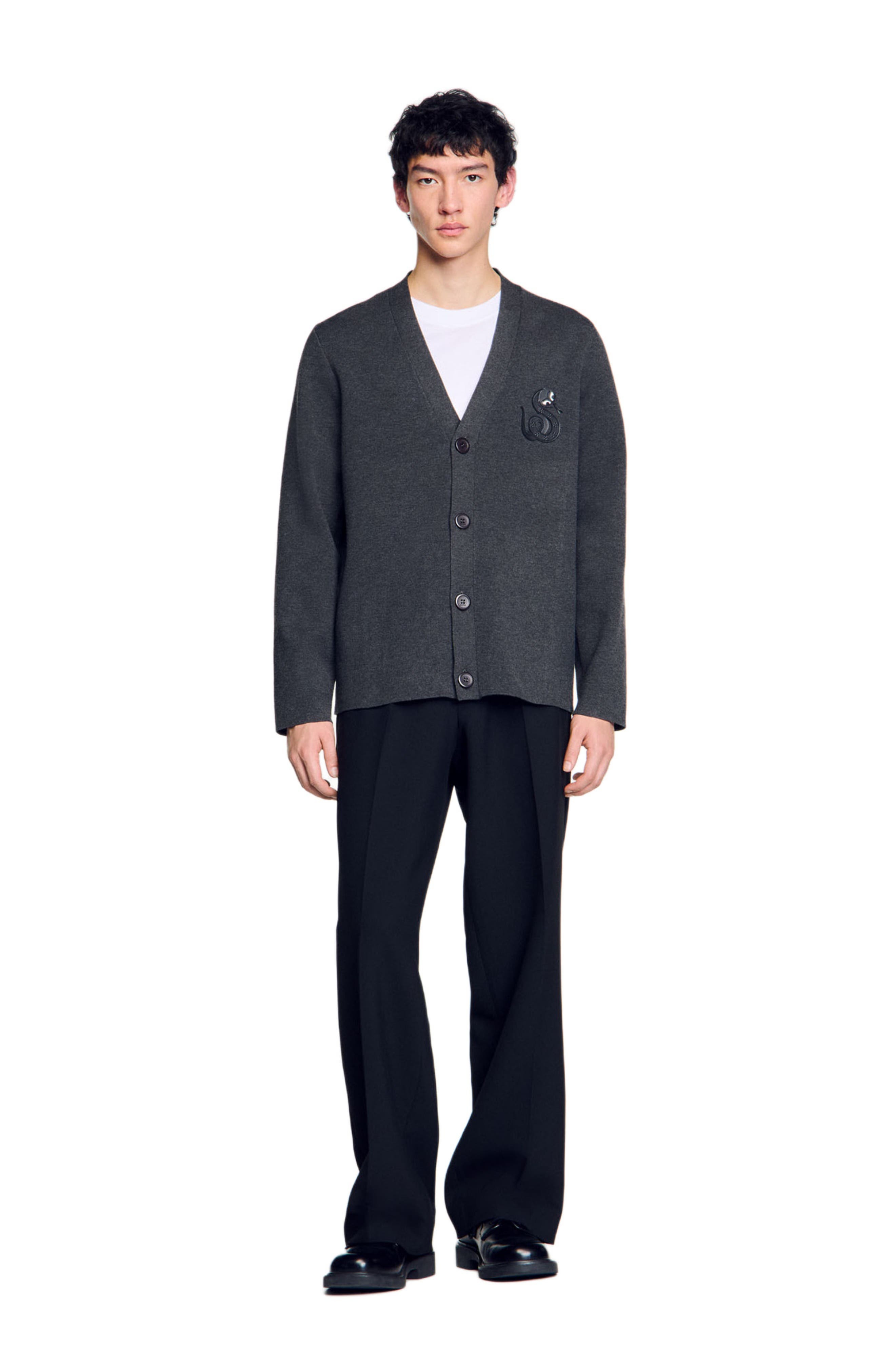 SANDRO Cardigan with snake detail in Lime at Nordstrom - 2