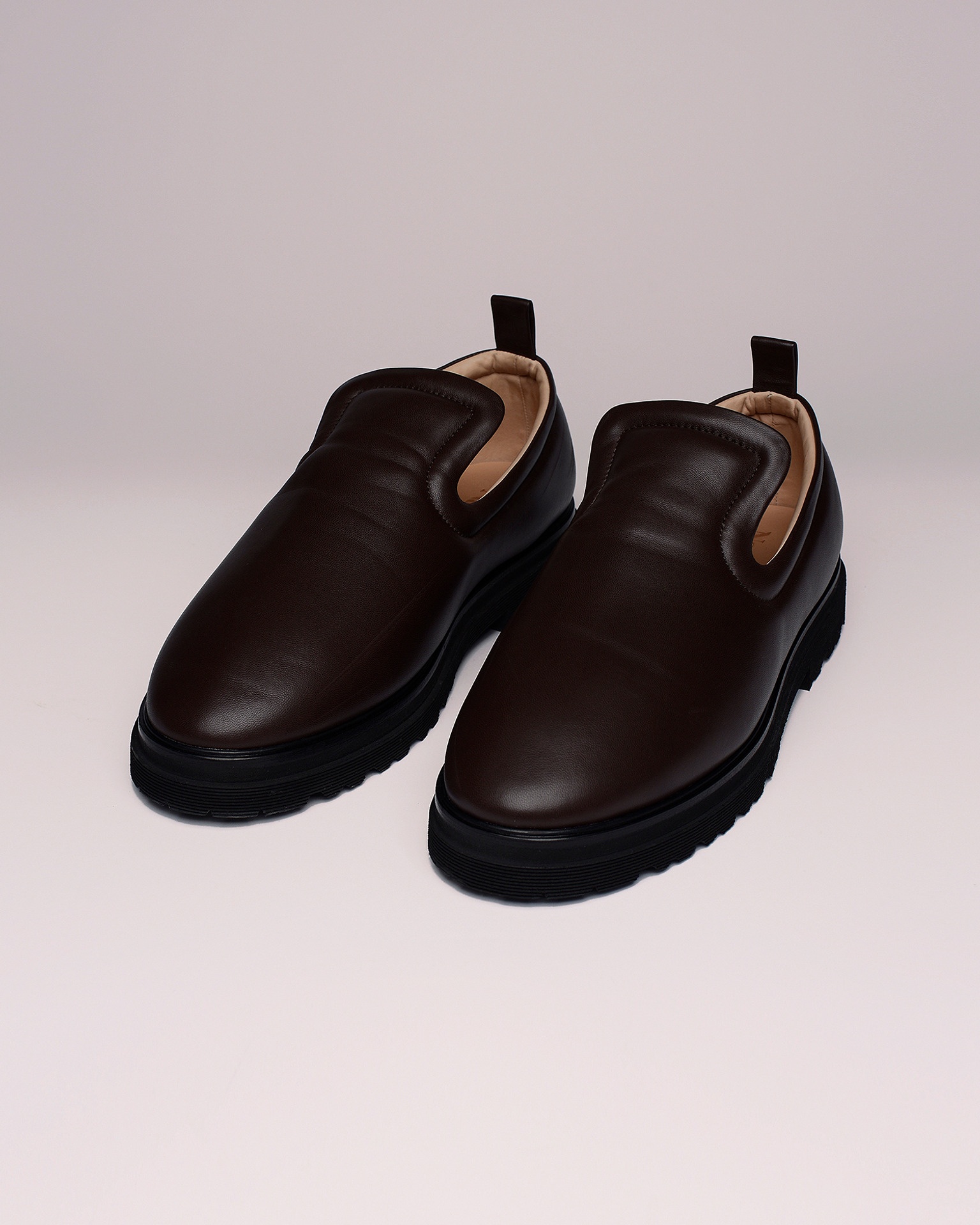 SEAN - Padded leather loafers - Chocolate - 1