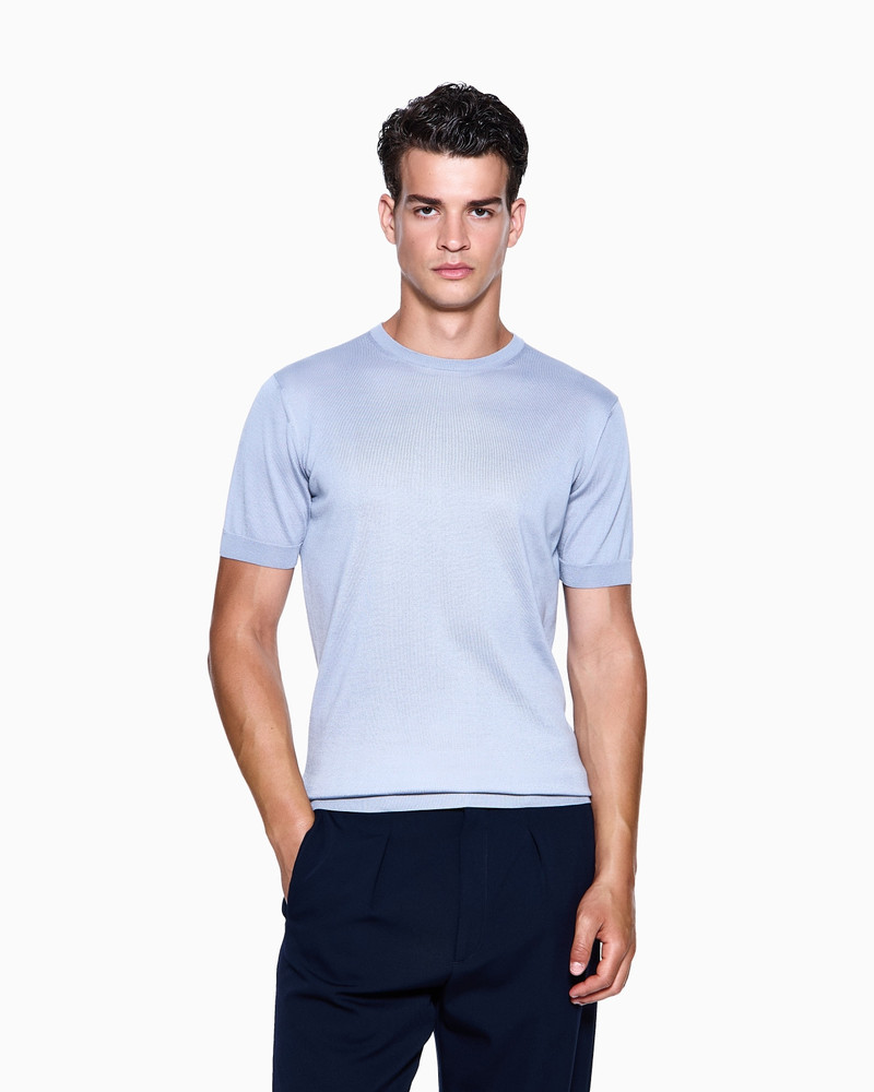 GIORGIO ARMANI SHORT-SLEEVED, CREW-NECK JUMPER IN SILK AND COTTON outlook
