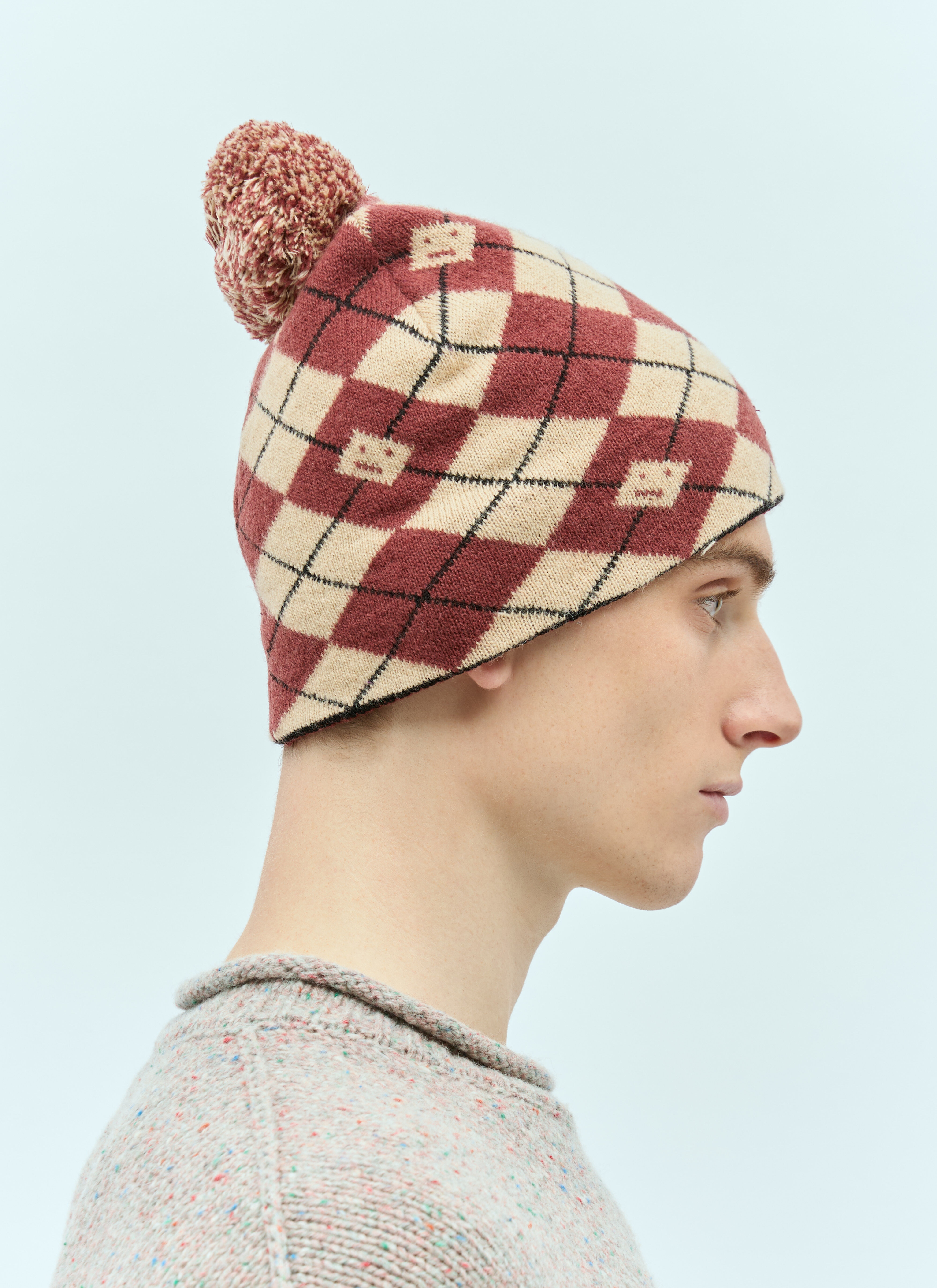 Argyle Jacquard Beanie Hat - 2