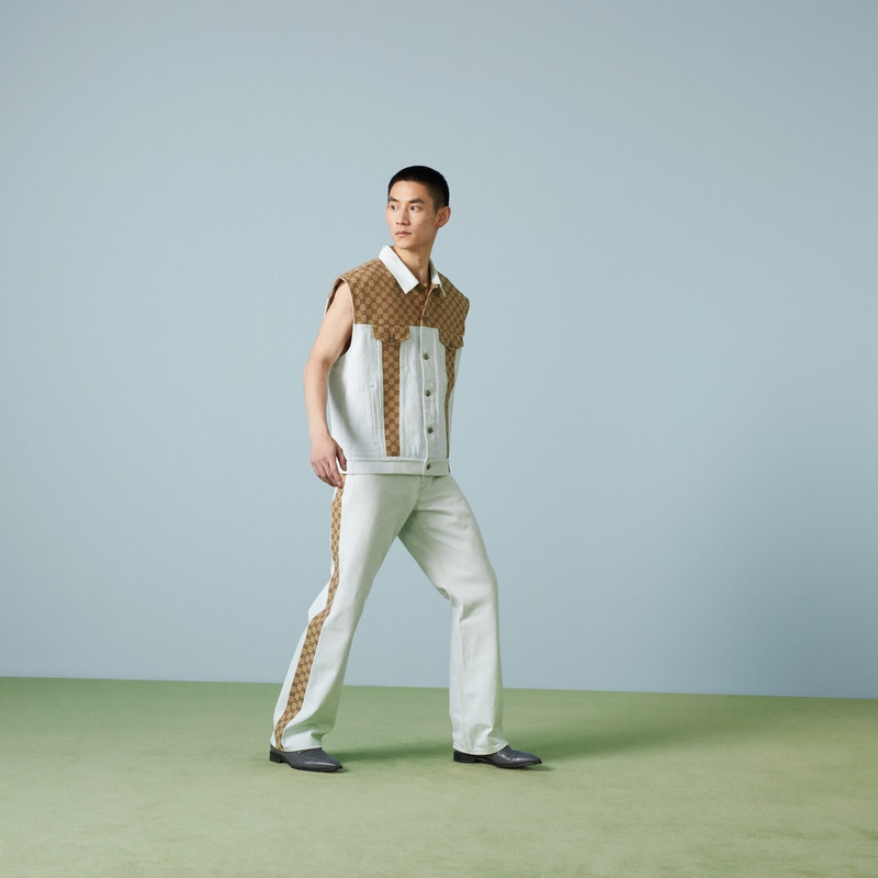 GUCCI Washed organic denim pant with GG outlook