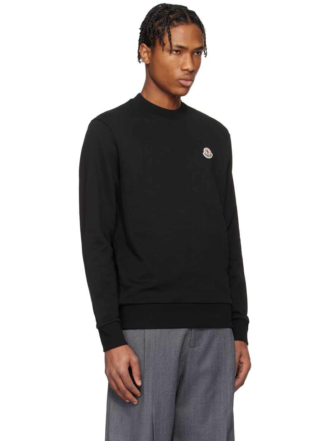Black Logo Patch Cotton Sweatshirt - 2