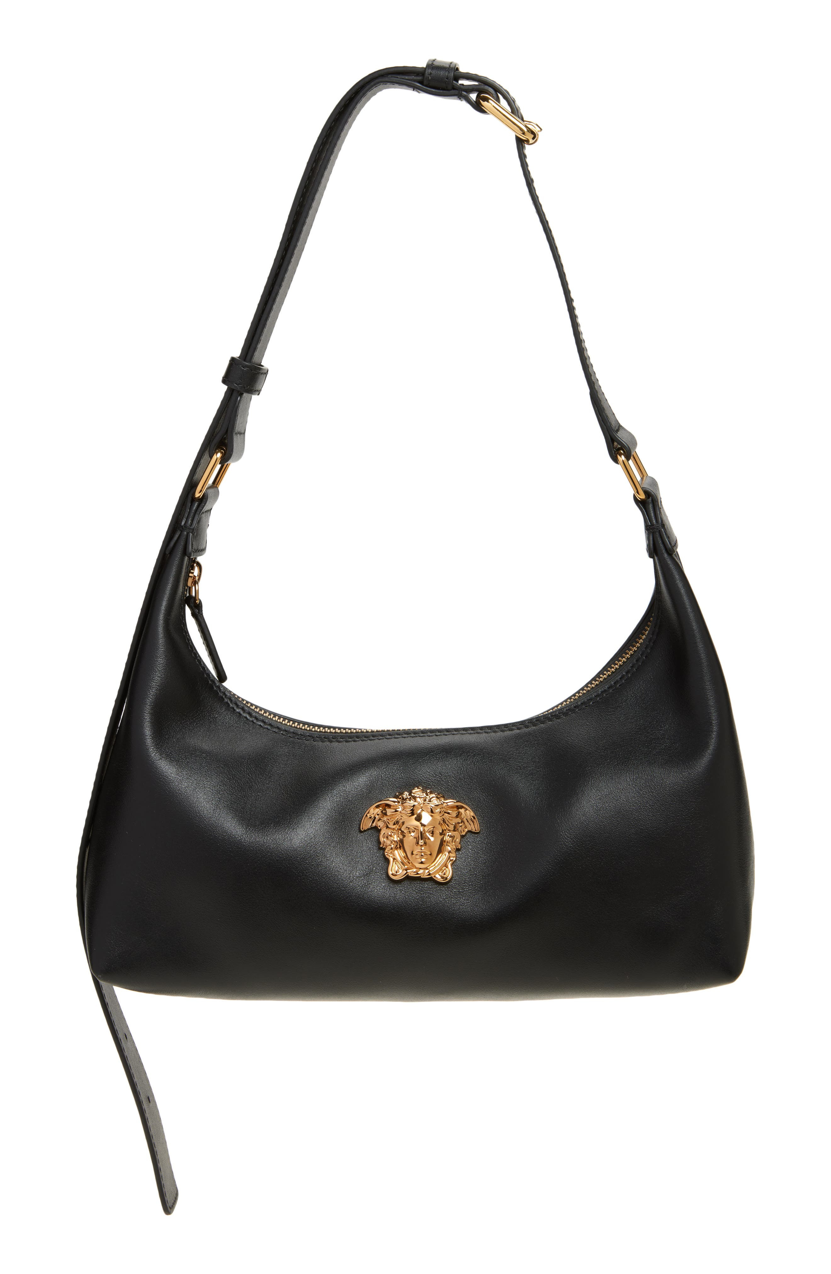 Versace Medusa Leather Hobo Bag in Black-Versace Gold at Nordstrom - 1