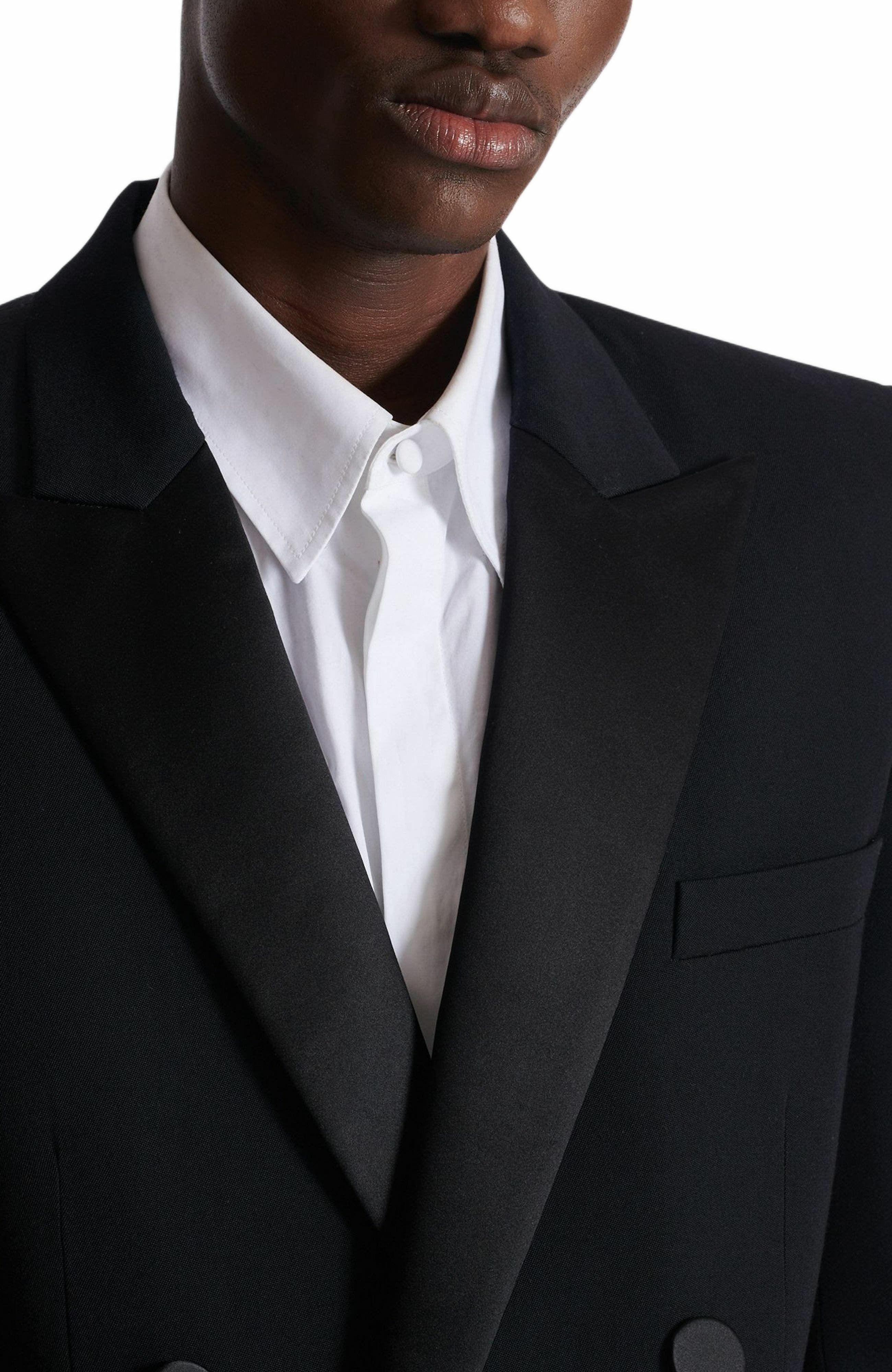 Balmain Grain de poudre blazer with satin lapels in Black at Nordstrom - 6