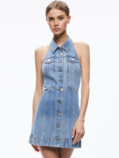 Alice + Olivia KENDALL DENIM HALTER MINI DRES outlook