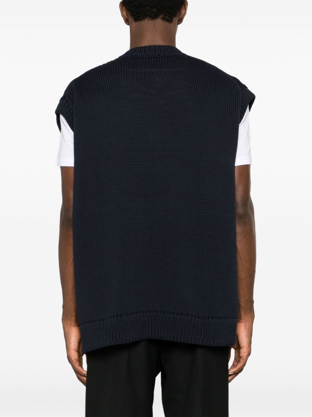 V-neck cotton-blend knitted vest - 4