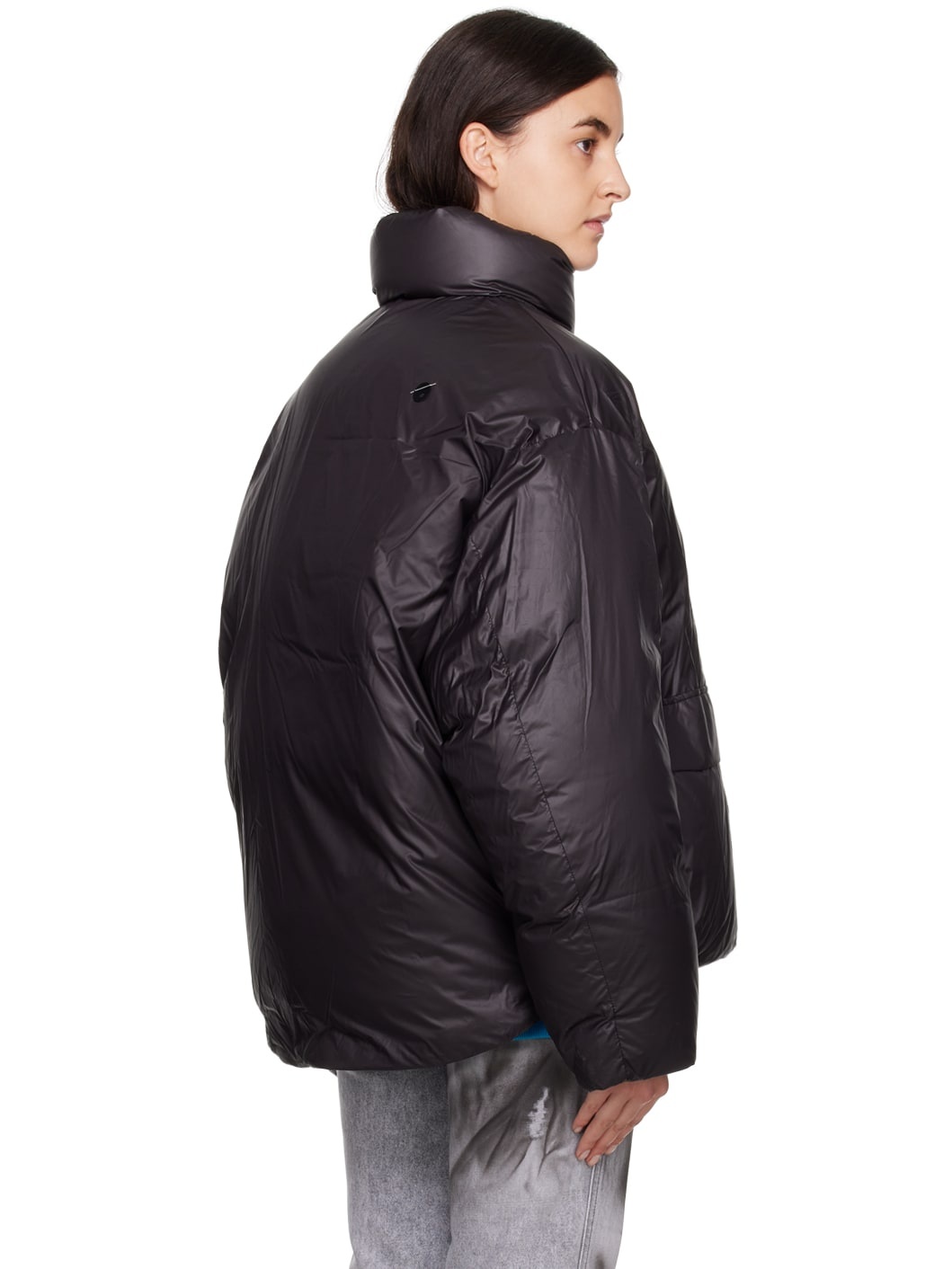 Black Print Down Jacket - 3
