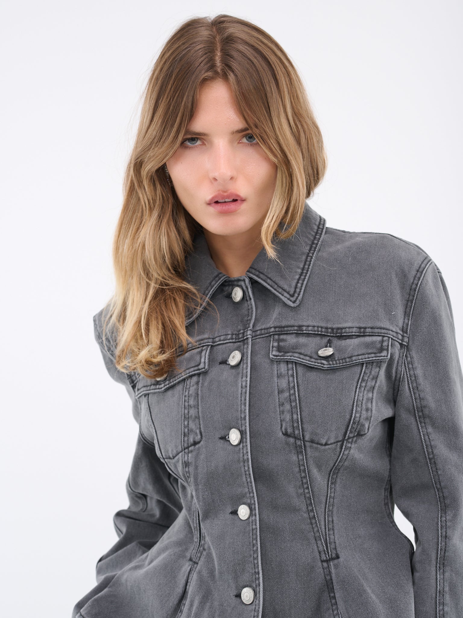 Denim Peplum Jacket - 4