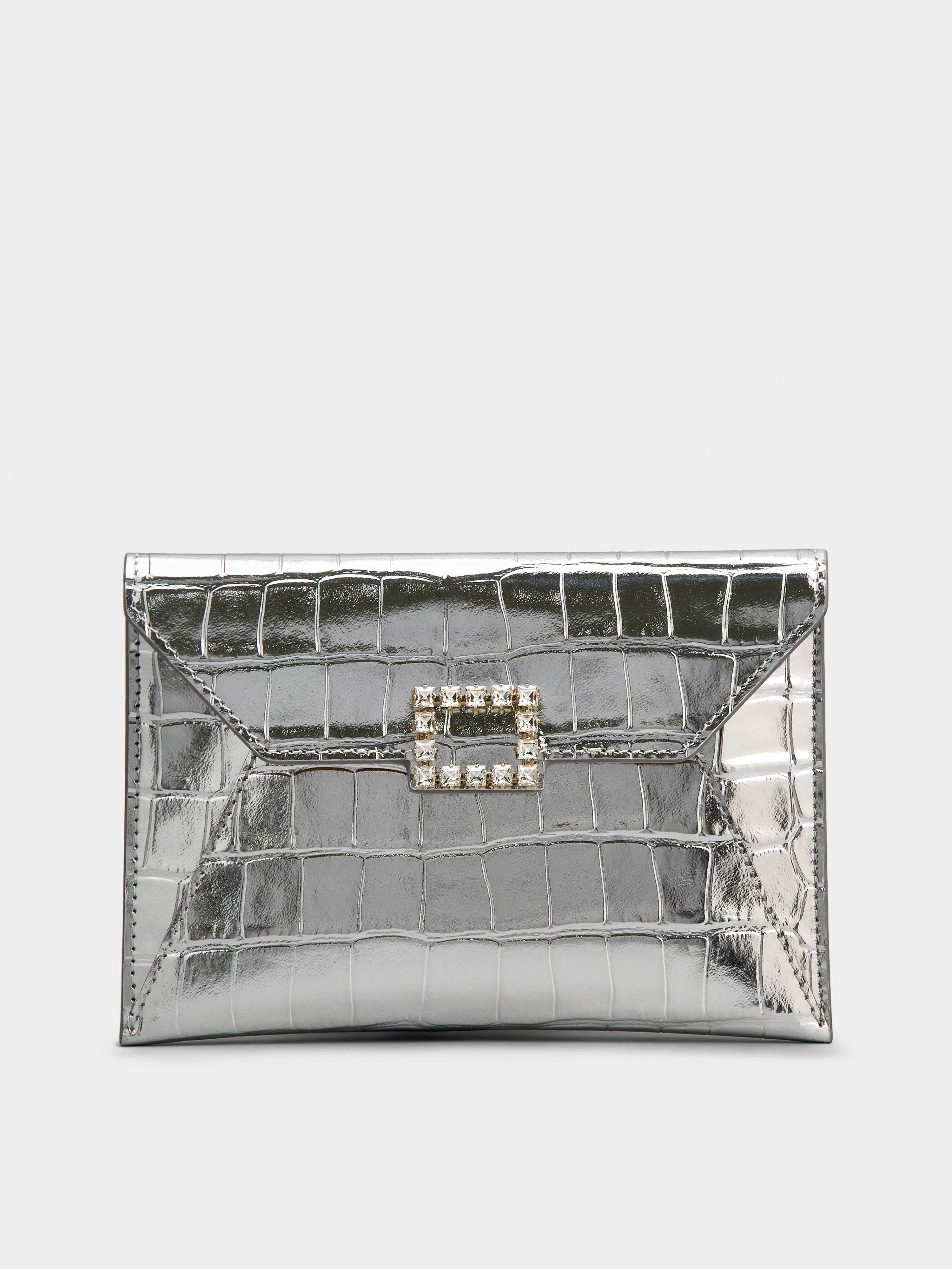 Très Vivier Strass Buckle Mini Clutch in Leather - 1
