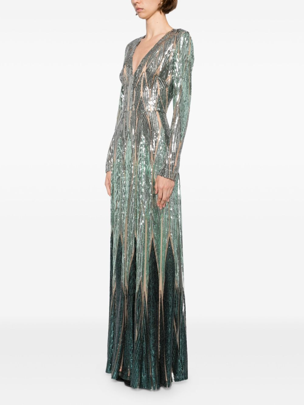 embroidered tulle long dress - 3