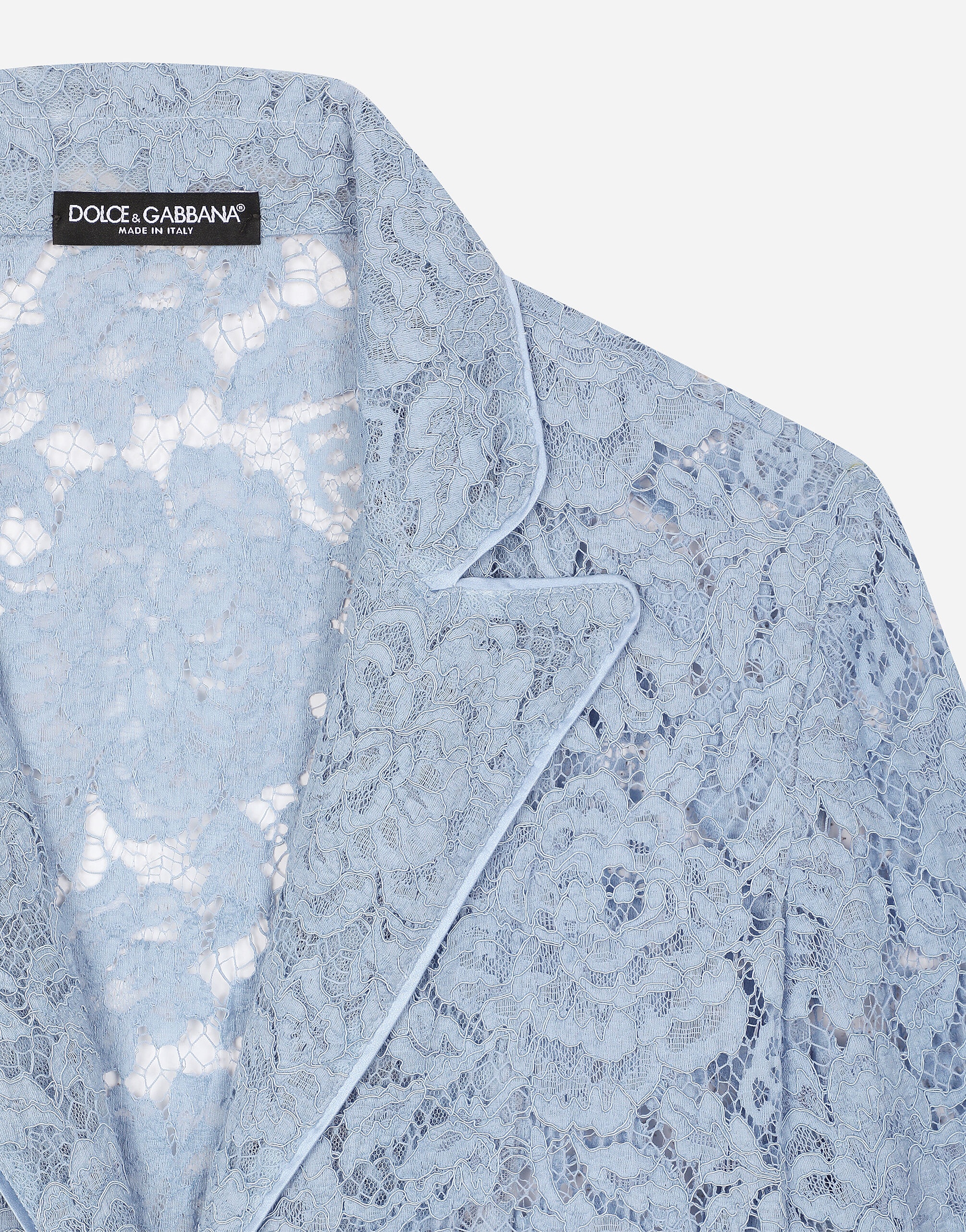 Floral cordonetto lace pajama shirt with DG logo - 5