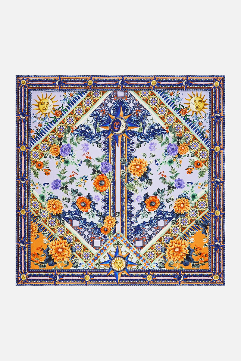 CAMILLA LARGE CRYSTALLED SILK SQUARE SCARF outlook