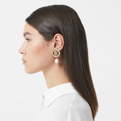 Burberry Pearl Detail Gold-plated Monogram Motif Earrings outlook