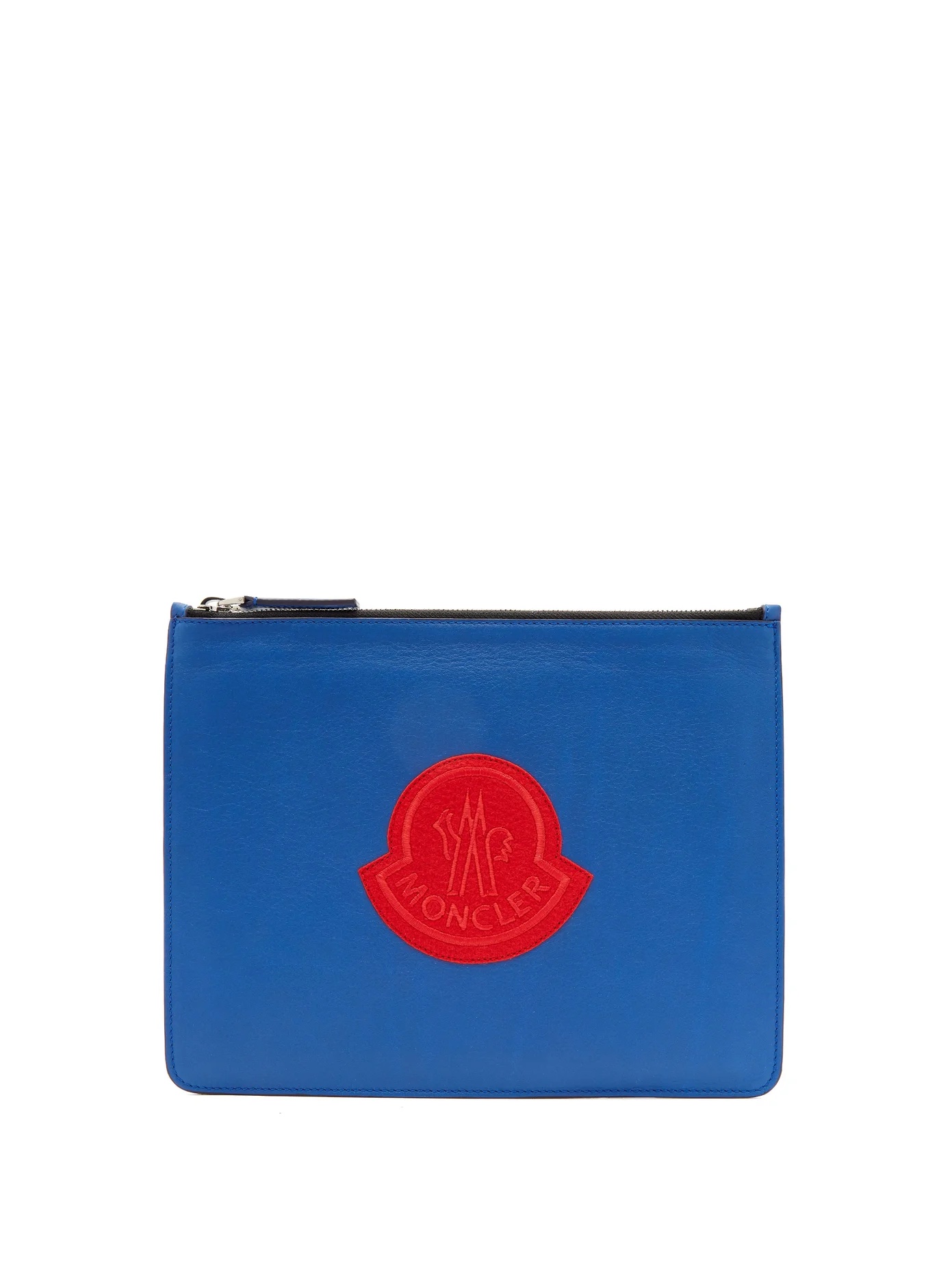 Logo-patch leather pouch - 1