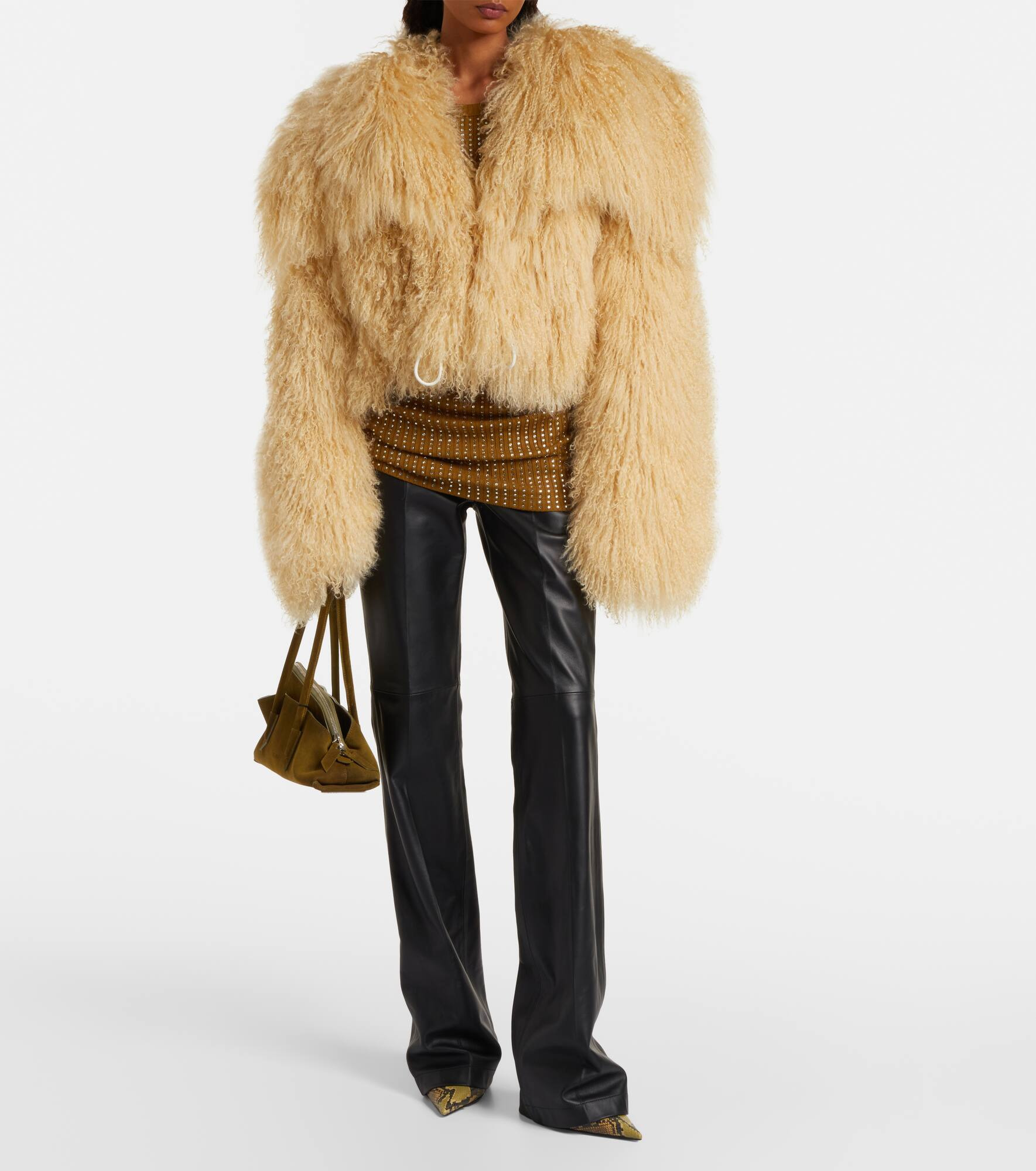 Cropped shearling jacket - 2