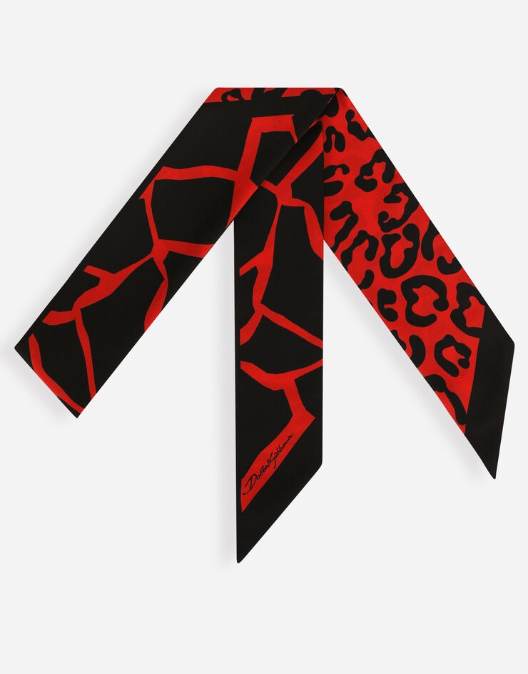Giraffe-print twill headscarf - 1