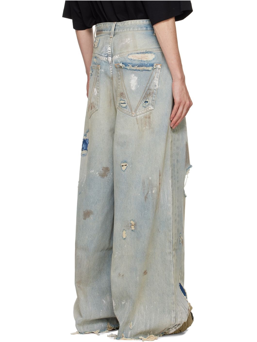 Blue Trashed Big Shape Jeans - 3