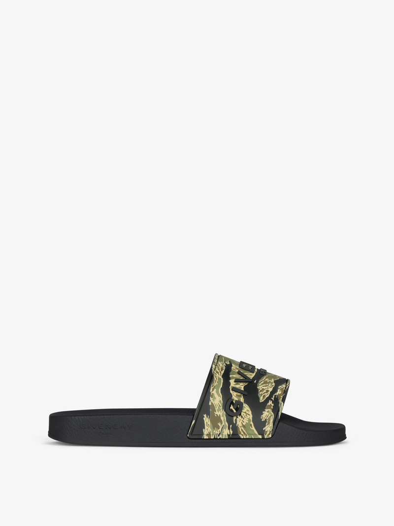 SLIDE FLAT MULES IN RUBBER WITH CAMO PRINT - 1