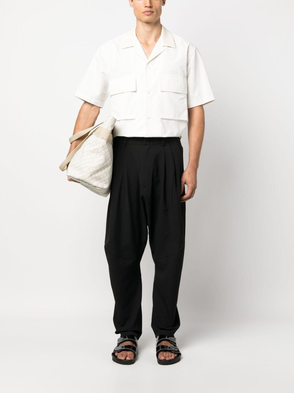 drop-crotch tapered trousers - 2
