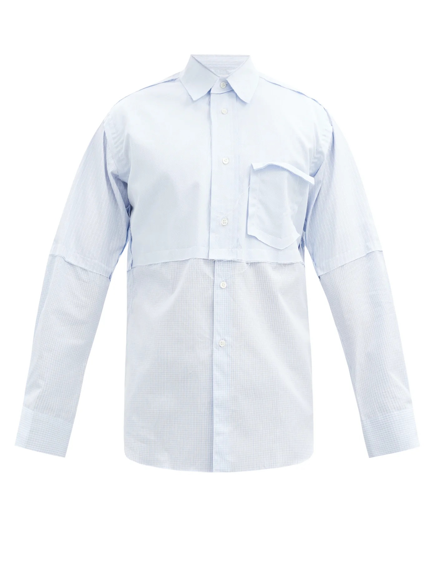 Panelled cotton-poplin shirt - 1